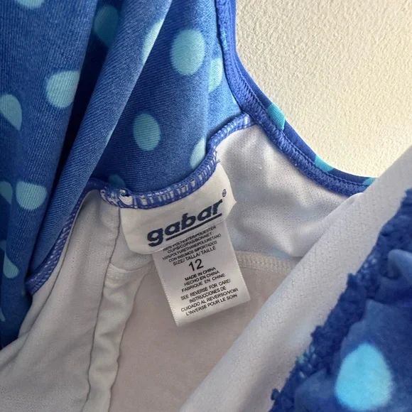 Vintage gabar polka dot bow one piece retro swim suit size 12 - Picture 4 of 7